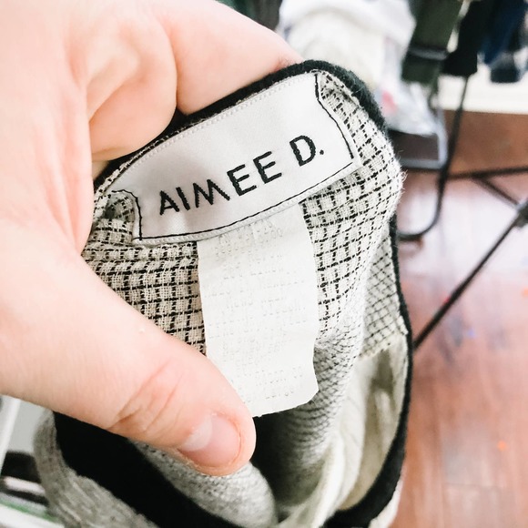 Vintage Black & Gray Blouse with Tassels - Picture 8 of 8